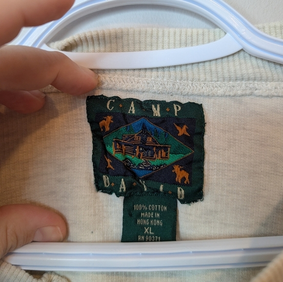 Vintage Henley Cream Yosemite Embroidered Hiking Crew Neck Top Mens XL - Picture 3 of 11